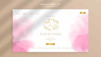 PSD gratuito modello di banner orizzontale per matrimonio in oro rosa acquerello