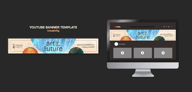 Watercolor space art youtube banner template – Free PSD download