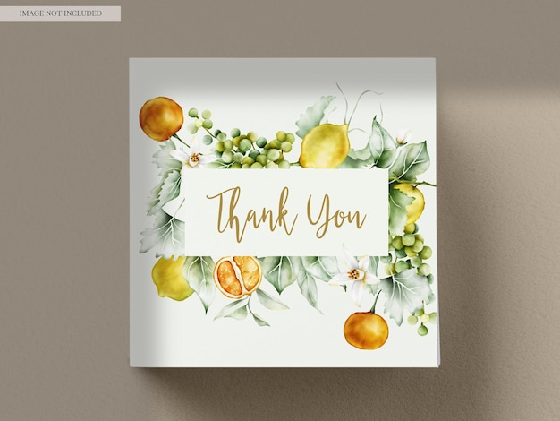 Free PSD watercolor summer fruits wedding invitation card template