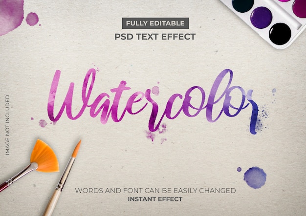 Free PSD watercolor text effect