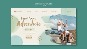 Watercolor travel banner template design