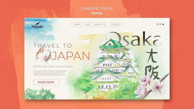 Watercolor travel design template