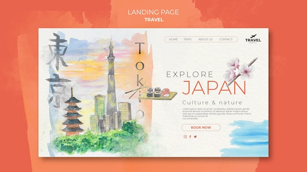 Watercolor travel design template