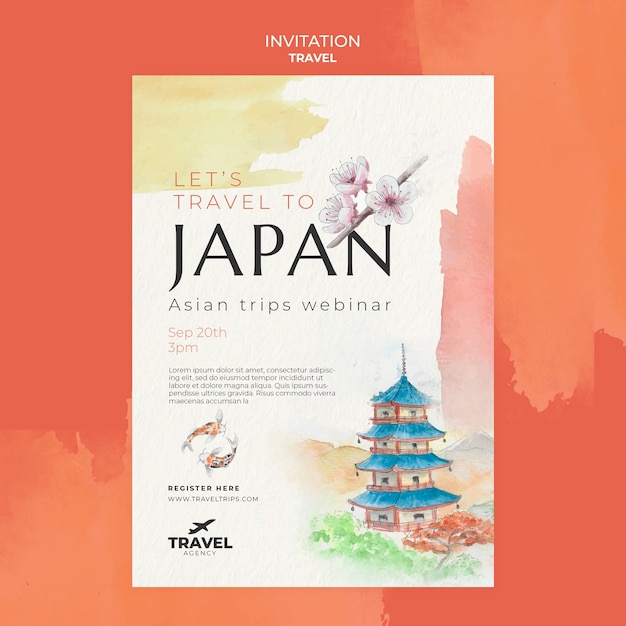 Free PSD watercolor travel design template