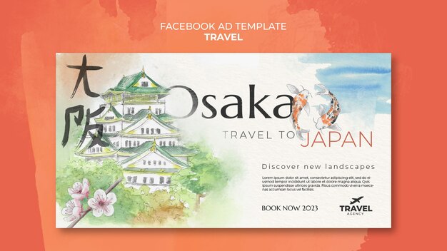 Free PSD watercolor travel design template