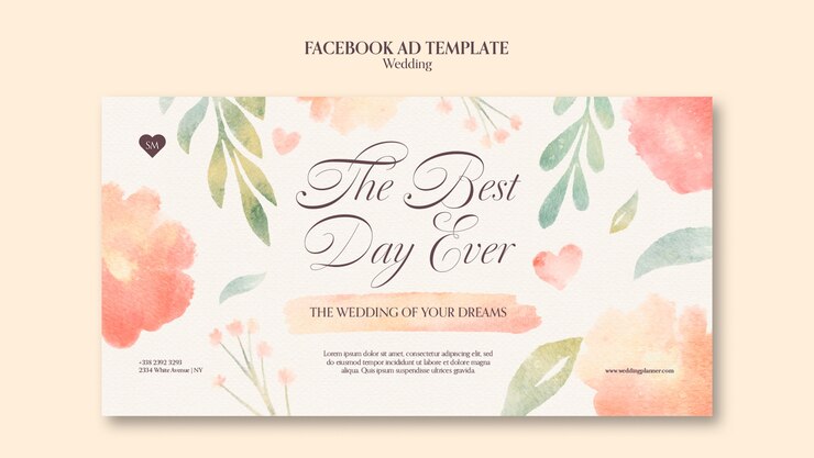 無料PSD 水彩結婚式のお祝いfacebookテンプレート