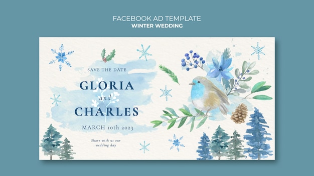 Watercolor wedding celebration facebook template
