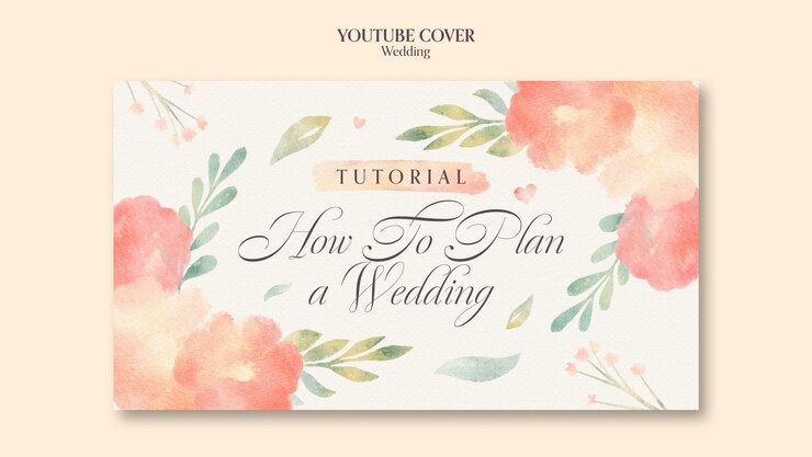 無料PSD 水彩の結婚式のお祝いのyoutubeカバー