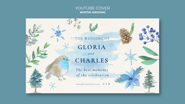 Free PSD watercolor wedding celebration youtube cover