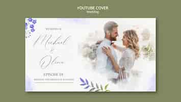 PSD gratuito modello youtube di design per matrimoni ad acquerello