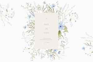 無料PSD 繊細な花と水彩の結婚式の招待カード