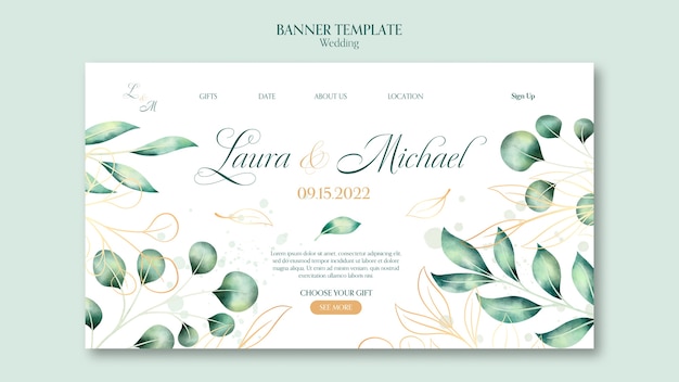 Watercolor wedding landing page template