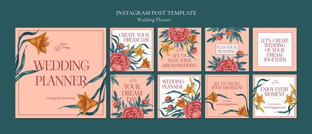 Watercolor wedding planner instagram template