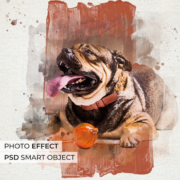 Free PSD watercolor with big brush photo effect