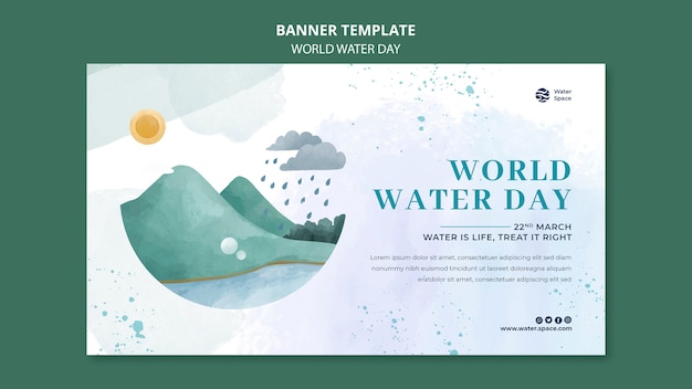 Watercolor world water day design template