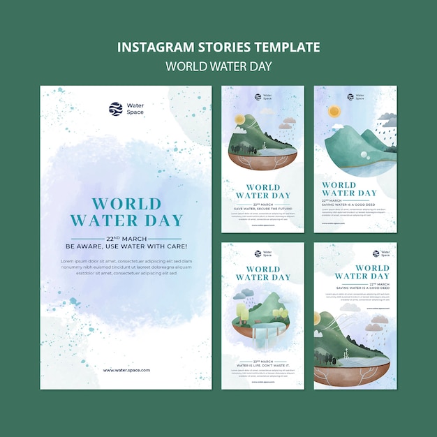 Free PSD watercolor world water day design template