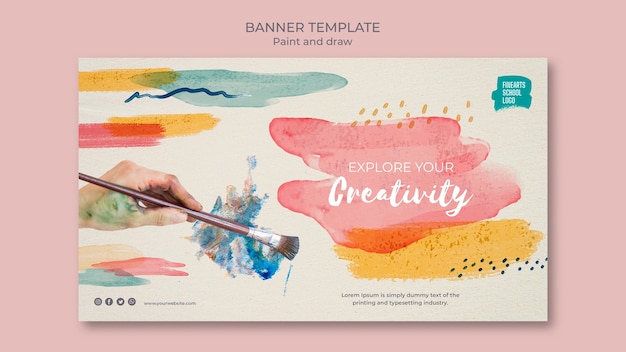Free PSD watercolour and brushes banner template