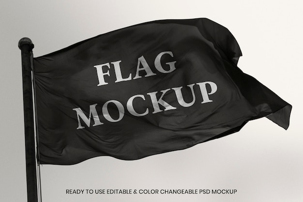Free PSD waving flag psd mockup with design space