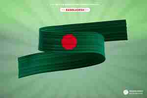 Free PSD waving ribbon banner flag of bangladesh