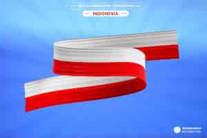 Free PSD waving ribbon banner flag of indonesia