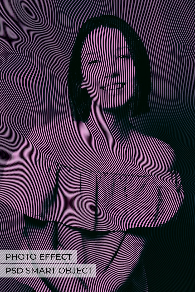 Free PSD wavy lines photo effect