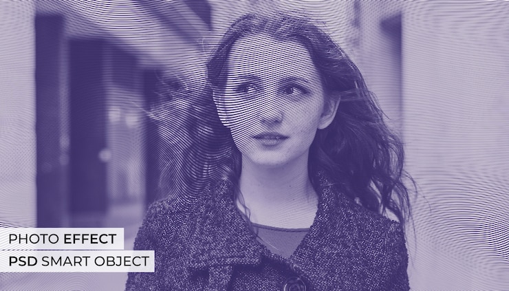 Free PSD wavy lines photo effect
