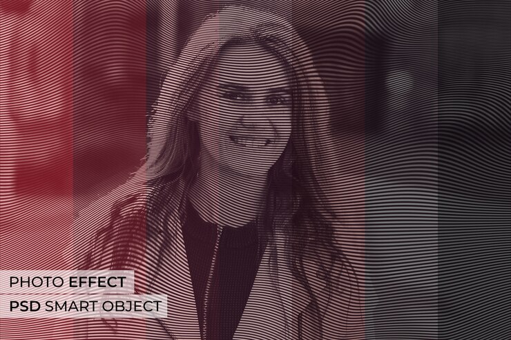 Free PSD wavy lines photo effect