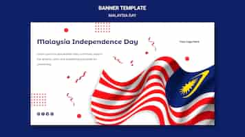 Free PSD wavy malaysian flag banner web template