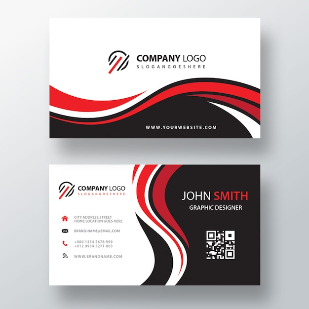 Free PSD wavy red and black corporate card