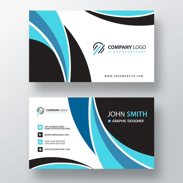 Free PSD wavy shape business card