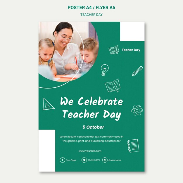 We are celebrating teacher day poster template