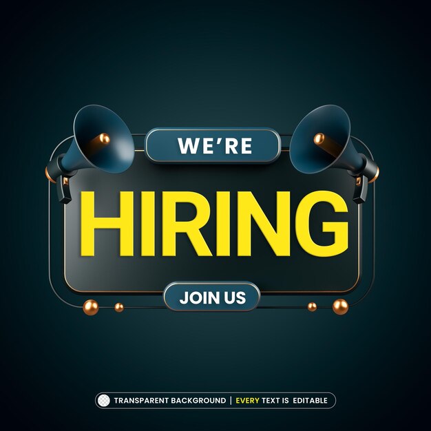 We are hiring banner vacancy announcement with editable text effect