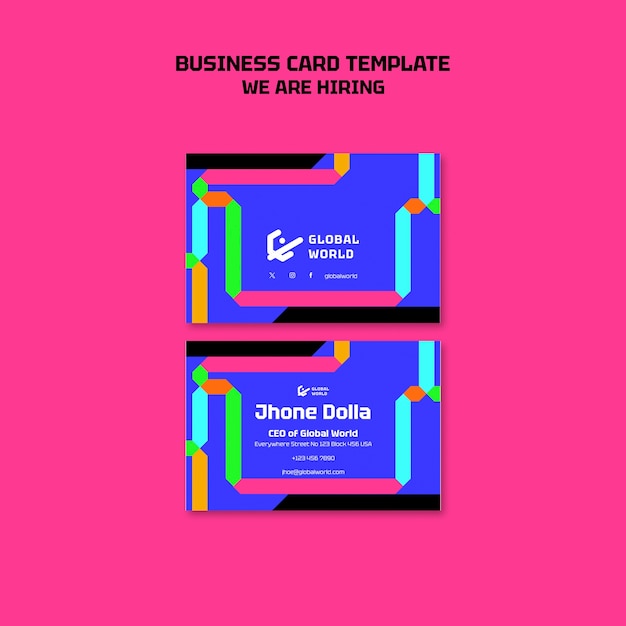 Free PSD we are hiring business card template