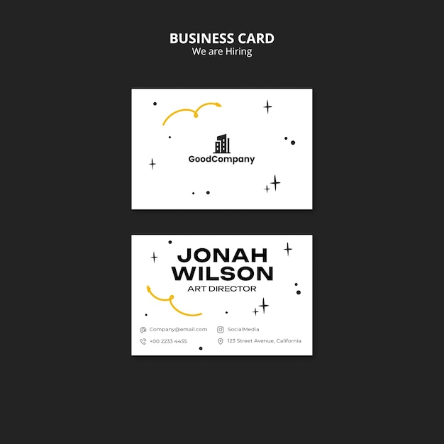 Free PSD we are hiring  business card template