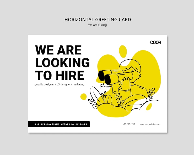 Free PSD we are hiring greeting card