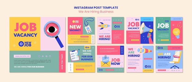 Free PSD we are hiring instagram posts collection