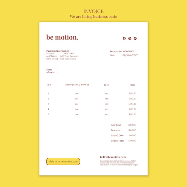 Free PSD we are hiring invoice template