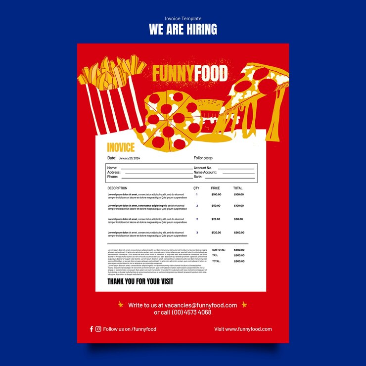 Free PSD we are hiring invoice template