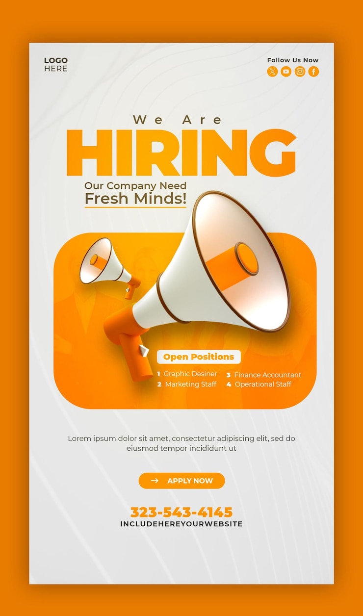 Free PSD we are hiring job vacancy facebook and instagram story post template