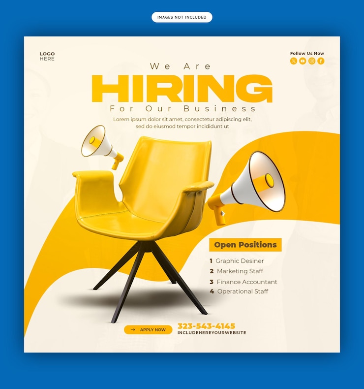 Free PSD we are hiring job vacancy social media banner or instagram post template