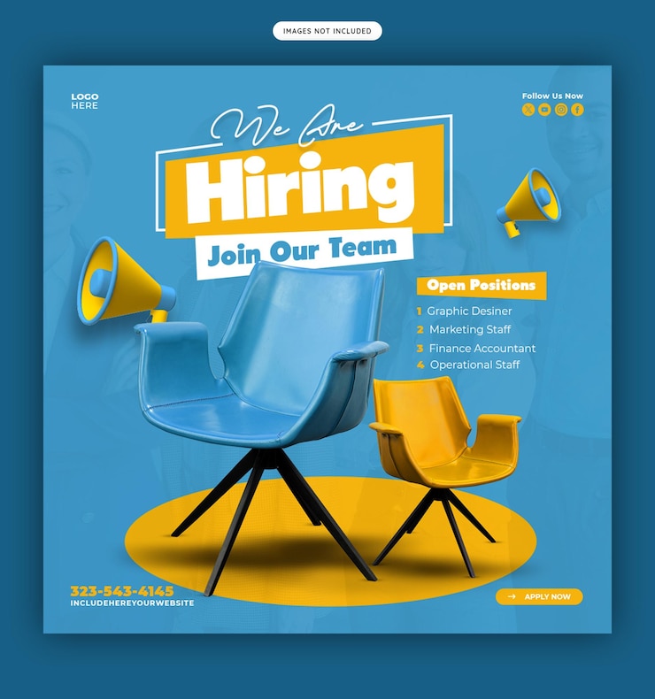 Free PSD we are hiring job vacancy social media banner or instagram post template