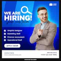 Free PSD we are hiring job vacancy square banner or social media post template