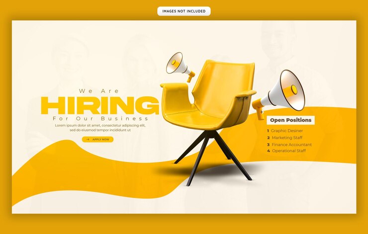 Free PSD we are hiring job vacancy web banner or hero image template
