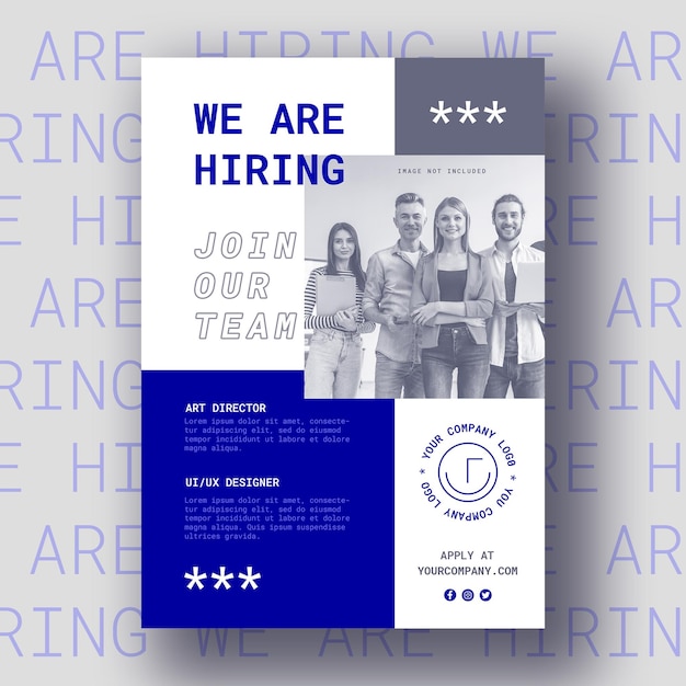 Free PSD we are hiring modern blue banner template