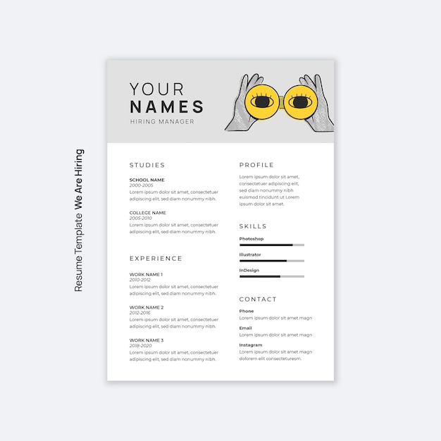 Free PSD we are hiring resume template