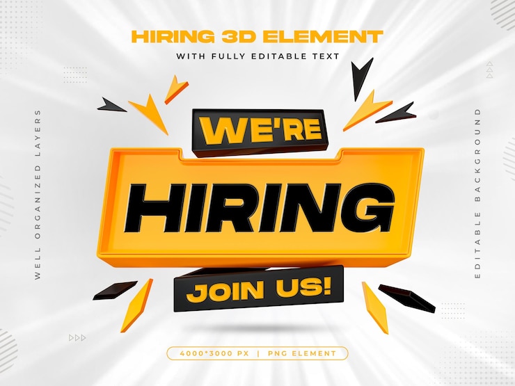 Free PSD we are hiring vacancy announcement banner template with editable text