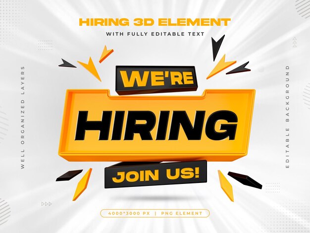 we are hiring vacancy announcement banner template with editable text