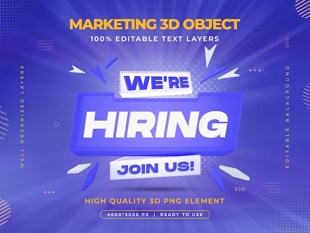 Free PSD we are hiring vacancy announcement banner template with editable text