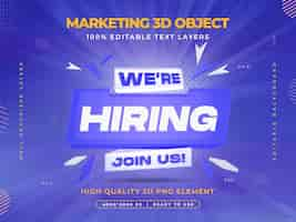 Free PSD we are hiring vacancy announcement banner template with editable text