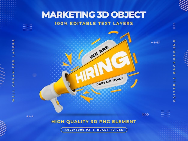 Free PSD we are hiring vacancy announcement banner template with editable text